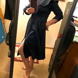 Heart & Roses front zipper blue Pea Coat.